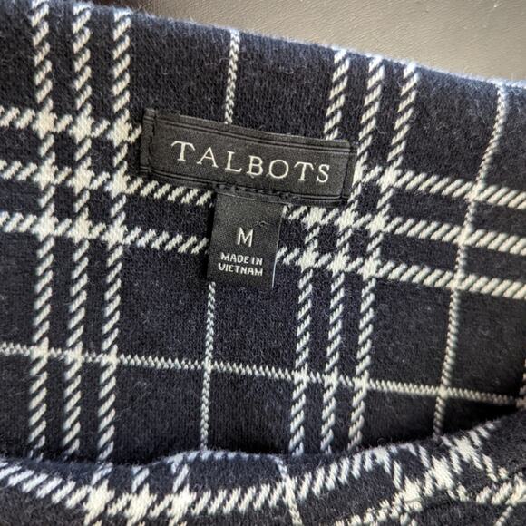 Talbots Stripe Long Sleeve Glen Check Plaid Top sz Medium - Picture 4 of 5